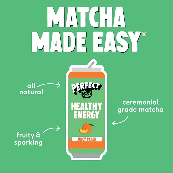 Boisson Healthy Energy Matcha pêche, 250ml - PERFECT TED - Image 3