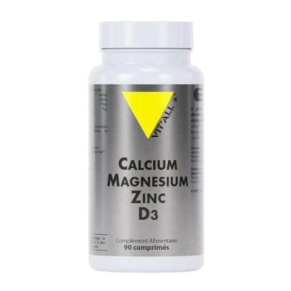 Calcium Magnésium Zinc Bisglycinate + D3, 90 comprimés - Vital Plus