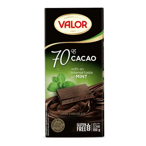 Chocolat noir à 70% avec menthe - VALOR