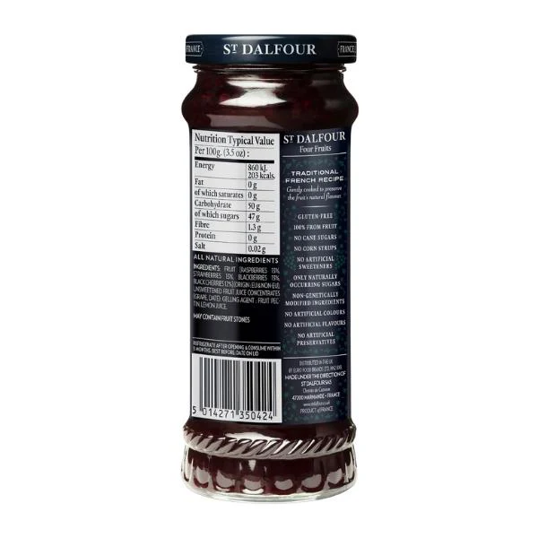 Confiture Quatre Fruits sans sucre ajouté, 284g - ST DALFOUR - Image 2