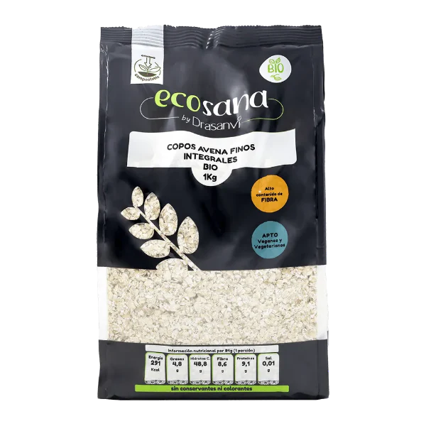 Flocons d’avoine complets fins sans gluten Bio - ECOSANA