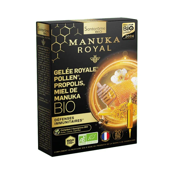 Gelée Royale Pollen Propolis Miel de Manuka Bio, 20 ampoules- SANTAROME BIO - Image 2