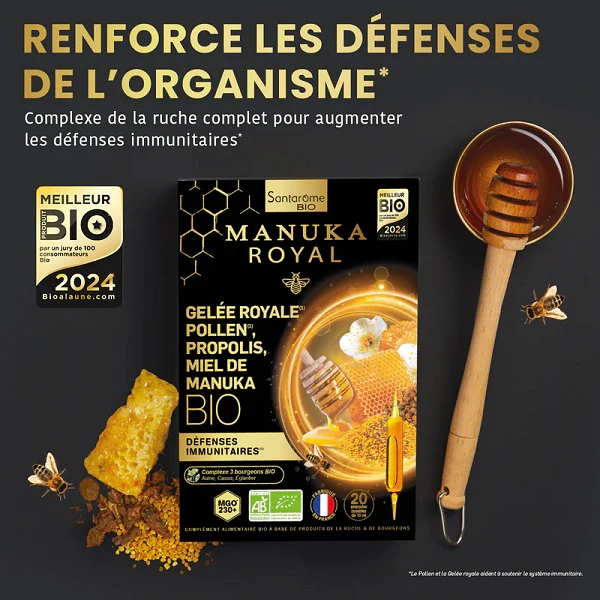 Gelée Royale Pollen Propolis Miel de Manuka Bio, 20 ampoules- SANTAROME BIO - Image 5