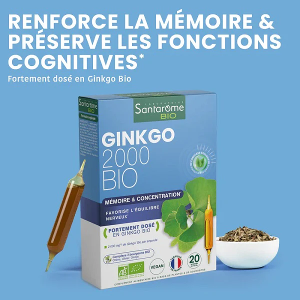 Ginkgo Bio 2000, 20 ampoules - SANTAROME BIO - Image 2