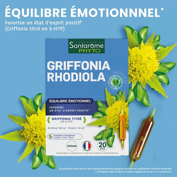 Griffonia Rhodiola, 20 ampoules - SANTAROME BIO - Image 2