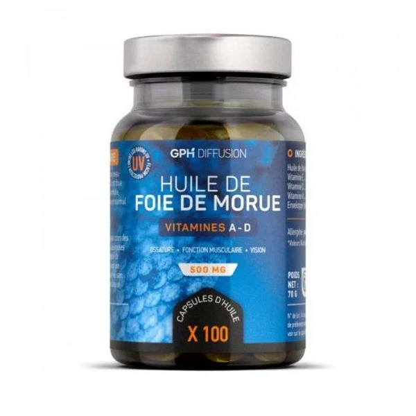 Huile de foie de morue 500mg, 100 CAPSULES - GPH DIFFUSION - Image 2