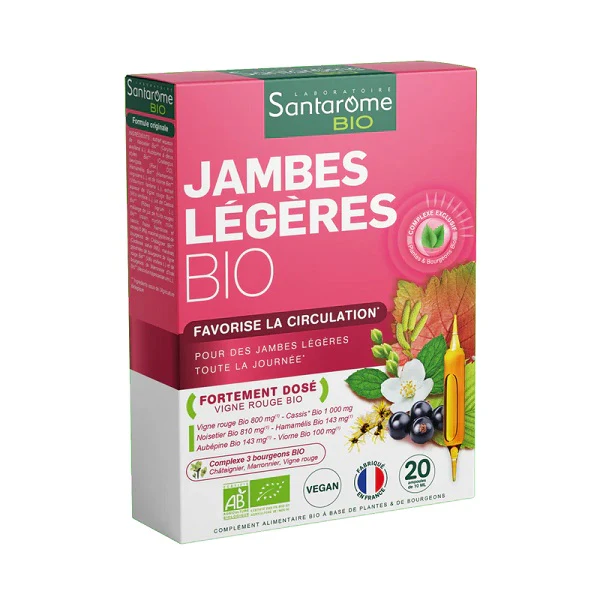 Jambes Légères Bio, 20 ampoules - SANTAROME BIO - Image 2