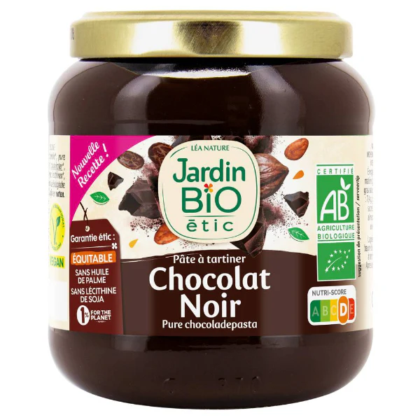 Pâte à tartiner chocolat noir forte en cacao - Jardin Bio etic