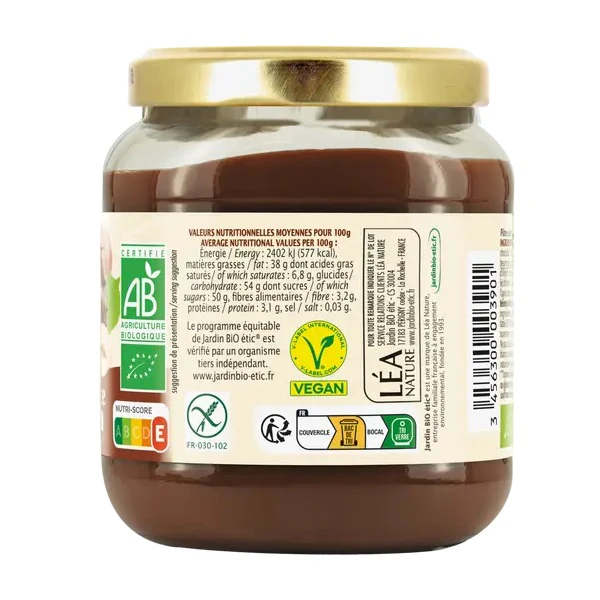 Pâte à Tartiner Chocolat et Noisette SANS LACTOSE - Jardin Bio etic - Image 4
