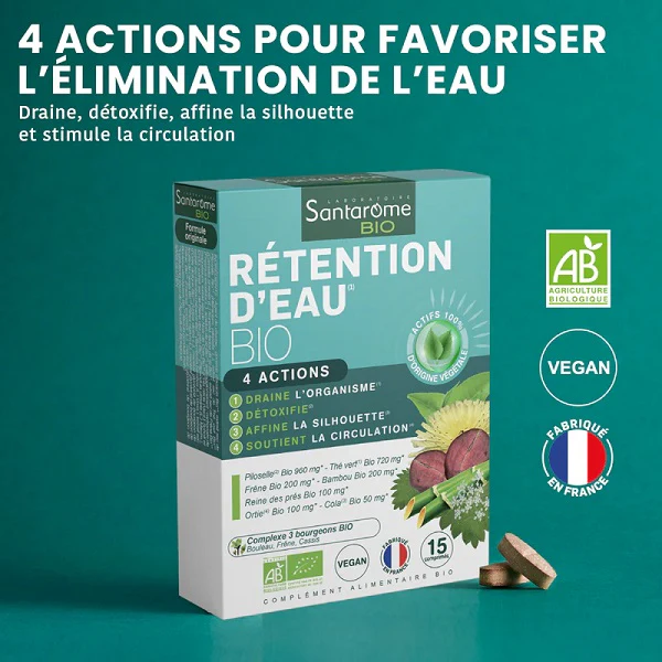 Rétention d'Eau Bio, 15 comprimés - SANTAROME BIO - Image 2
