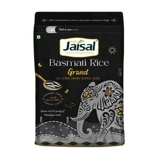 Riz Basmati Grand Jaisal 1121, Super Vieilli, Grains Extra Longs - JAISAL ORGANIC