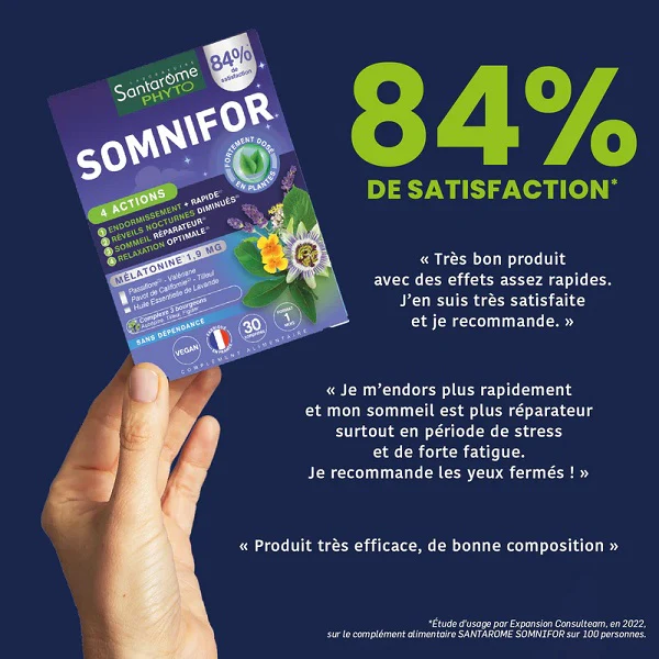 Somnifor 4 ACTIONS, 30 comprimés - SANTAROME BIO - Image 3
