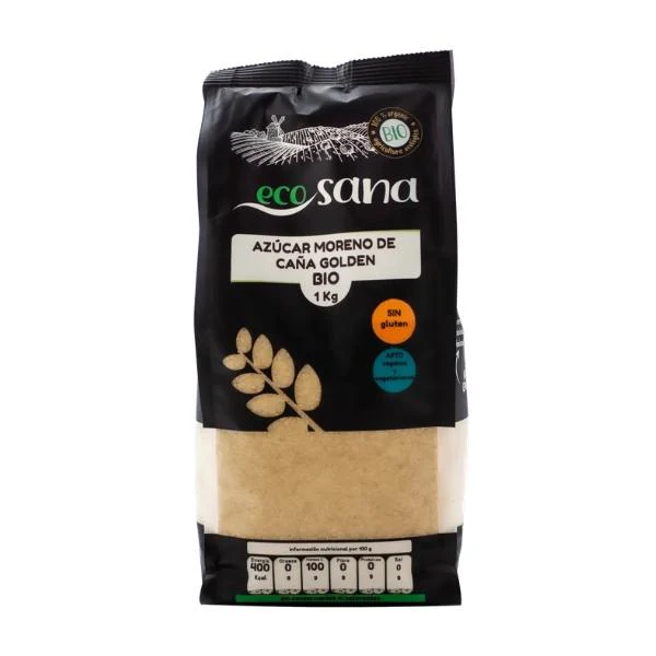 Sucre de canne roux bio doré, 1kg - ECOSANA