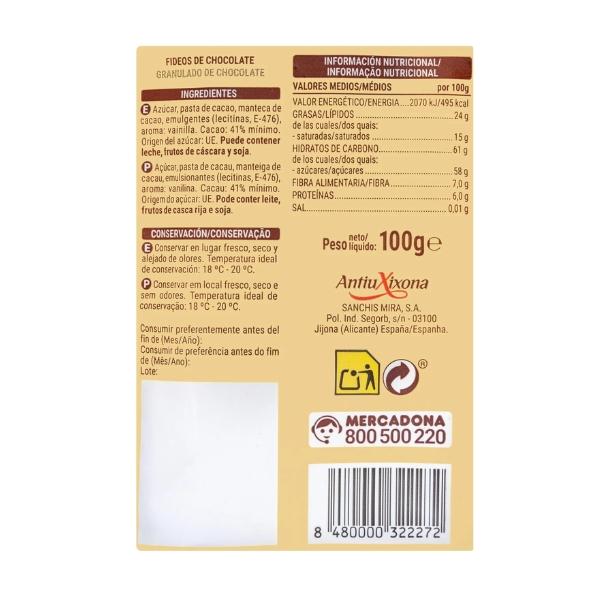 Vermicelles de chocolat noir, 100g - HACENDADO - Image 2